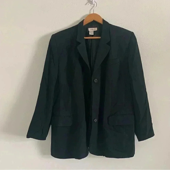 Talbots vintage 90s wool blend blazer black 2 button sz 16 - Picture 2 of 5